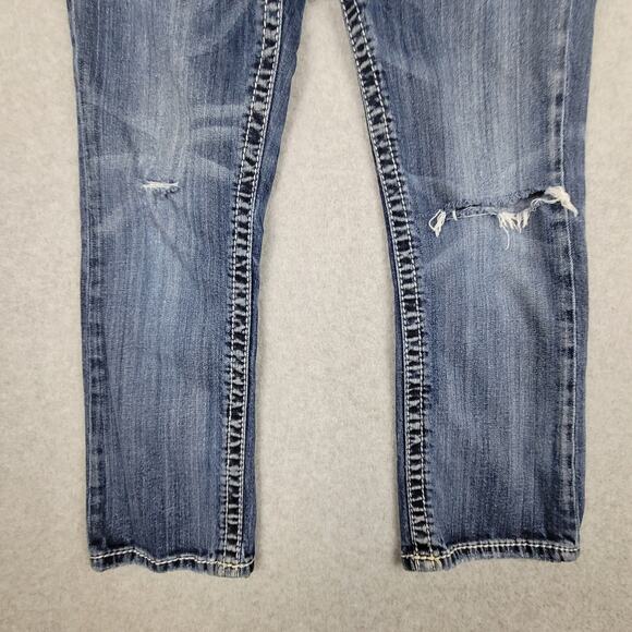 Silver Jeans Womens Size 26 Suki Mid Capri Distressed Embellished - Picture 7 of 16